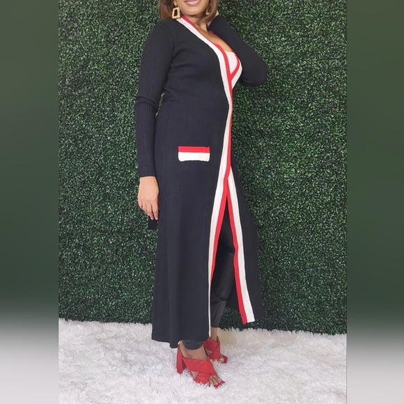 Black and Red Women's Sweater Dress - Picture 2 of 3